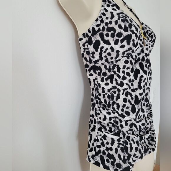Jones New York Leopard Print Halter Swim Top - Picture 5 of 6